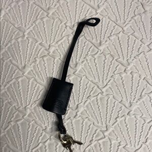 Coach Black Leather Keychain key keeper leather nickel with keys